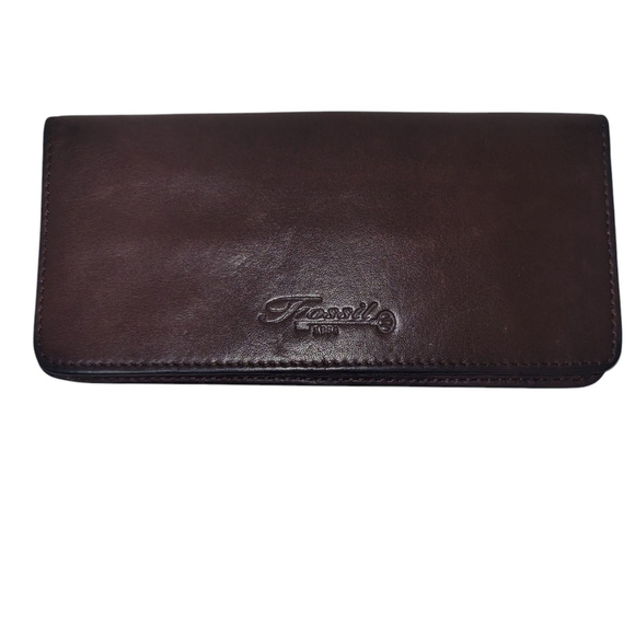 Fossil Women's Leather Billfold Wallet Brown 6.5"X6.5" Excellent Condition - Picture 1 of 5